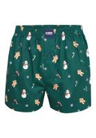 Happy Shorts Happy Shorts Wijde Kerst Boxershort Heren Sneeuwpop + Gingerbread Groen