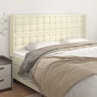 Hoofdbord met randen 183x16x118/128 cm kunstleer crèmekleurig