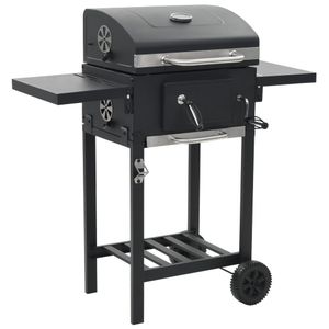 VidaXL Houtskoolbarbecue met onderplank zwart