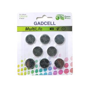 Gadcell knoopcel batterijen set - type CR2016 - 8x stuks - 3V Lithium