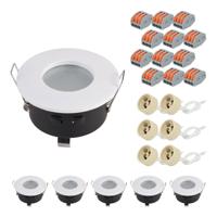 Set van 6 Raval - LED Inbouwspots - Armatuur - Diameter 83mm - GU10 Fitting incl. lamphouder - Rond - IP44 voor badkamer en buiten - Wit