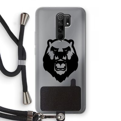 Angry Bear (black): Xiaomi Redmi 9 Transparant Hoesje met koord