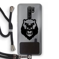Angry Bear (black): Xiaomi Redmi 9 Transparant Hoesje met koord