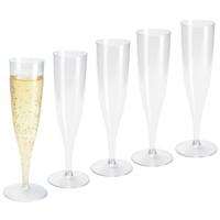 Champagne glazen - 10x stuks - kunststof - transparant - 19 cm - herbruikbaar
