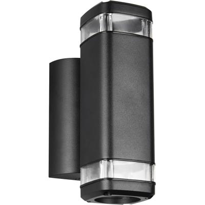 LED Tuinverlichting - Trion Barcas - Wandlamp Buitenlamp - 2 Lichtpunten tot 10 Watt - GU10-fitting - Lichtpunt Boven en Onder - IP44 - Mat Zwart - Gegoten Aluminium