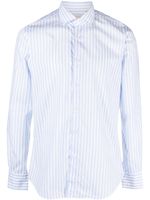 Xacus striped long-sleeve cotton shirt - Bleu - thumbnail