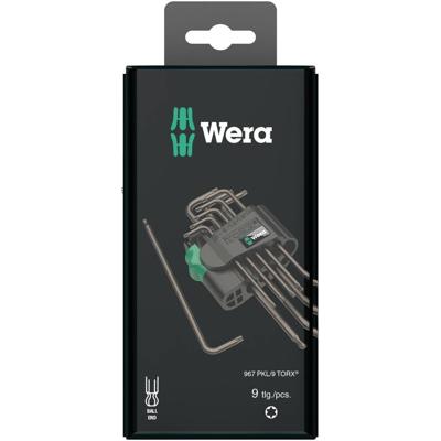 Wera 967 PKL/9 SB SiS Binnen-Torx Haakse schroevendraaierset T 8, T 9, T 10, T 15, T 20, T 25, T 27, T 30, T 40 9-delig