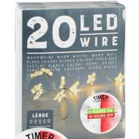 Cepewa Draadverlichting sterren - 220 cm - 20 leds - warm wit - batterij met timer