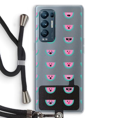 Smiley watermeloenprint: Oppo Find X3 Neo Transparant Hoesje met koord
