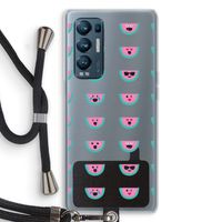 Smiley watermeloenprint: Oppo Find X3 Neo Transparant Hoesje met koord