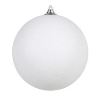 Grote decoratie kerstbal - wit glitters - 25 cm - kunststof - kerstversiering - thumbnail