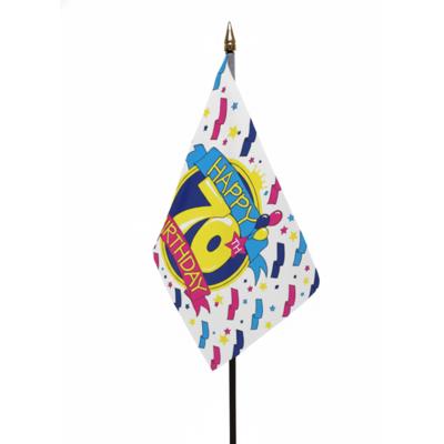 Happy 70th Birthday vlaggetje met stokje