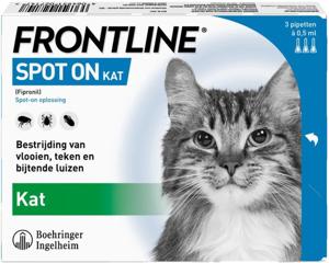 Frontline Spot On Kat - Anti vlooien en tekenmiddel - 3 pip
