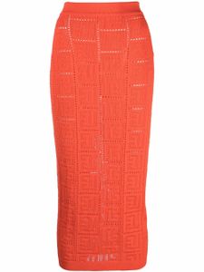 Balmain jupe à motif monogrammé - Orange