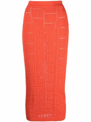 Balmain jupe à motif monogrammé - Orange