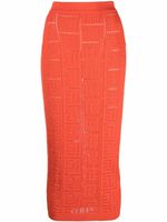 Balmain jupe à motif monogrammé - Orange
