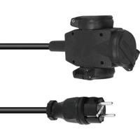 PSSO Stroom Verlengkabel [1x Randaarde stekker - 3x Randaarde stopcontact] 3 m Zwart