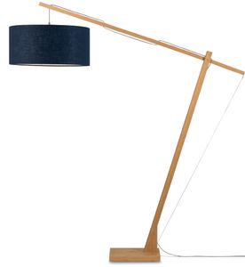 GOOD&MOJO Vloerlamp 'Montblanc' Bamboe en Eco linnen, 207cm, kleur Denimblauw