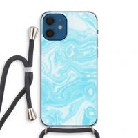 Waterverf blauw: iPhone 12 mini Transparant Hoesje met koord