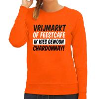 Koningsdag verkleed sweater dames - ik kies gewoon Chardonnay - oranje