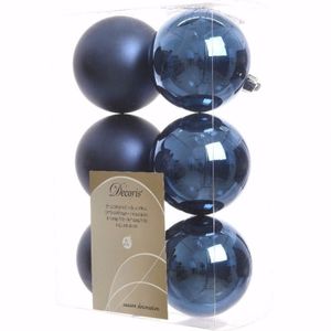 Kerst kerstballen blauw 6 cm Mystic Christmas 6 stuks