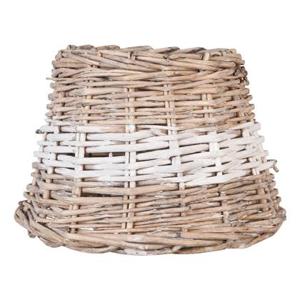 Clayre & Eef Lampenkap Ø 23x17 cm Beige Rotan Rond Streep Rieten