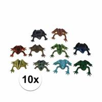 Plastic kikker - 10x - 5 cm - fop - speelgoed - kikkers - feestartikel - dieren - amfibi?n