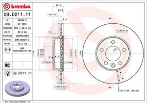 Remschijf BREMBO, Remschijftype: Binnen geventileerd, u.a. für VW