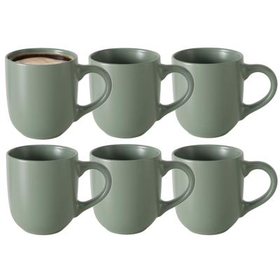 Koffiemokken Paris - 6x stuks - Keramiek - pastel groen - 300 ml - 8 x 10 cm