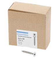Hoenderdaal Spaanplaatschroef Rvs-A2 Pk Torx TX25 6.0X40 | 100 stuks - 0206.30.49603