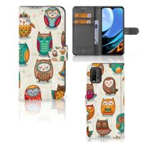 Xiaomi Redmi 9T | Poco M3 | Telefoonhoesje | Met pasjeshouder | Vrolijke Uilen