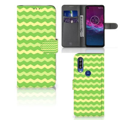 Motorola One Action | Telefoon Hoesje | Waves Green | Portemonnee hoesje