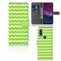 Motorola One Action | Telefoon Hoesje | Waves Green | Portemonnee hoesje