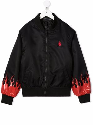 Vision Of Super Kids veste bomber à imprimé flamme - Noir
