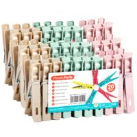Plasticforte Wasknijpers - 60x stuks - pastel kleuren mix - kunststof - 7 cm - Was ophangen