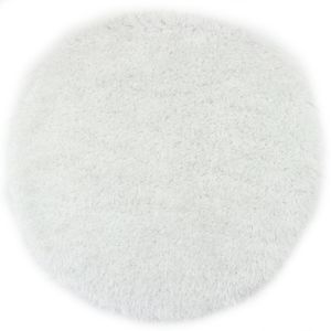 Rond Hoogpolig Vloerkleed Met Glittergaren Wit-Ø 120 cm
