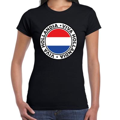 Verkleed T-shirt voor dames - Viva Hollandia - zwart - supporter - themafeest Verkleed T-shirt voor dames - Viva Hollandia - zwart - supporter - themafeest