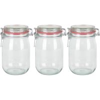 3x Weckpotten/inmaakpotten 1000 ml/1 liter met beugelsluiting