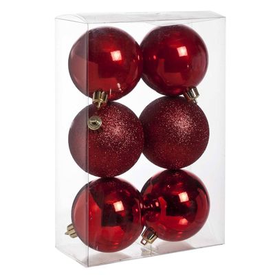 Cosy & Trendy Kerstballen - 6 stuks - donkerrood - kunststof - 8 cm - Kerstbal Cosy & Trendy Kerstballen - 6 stuks - donkerrood - kunststof - 8 cm - Kerstbal