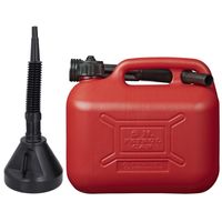 Jerrycan rood voor brandstof van 5 liter met een handige grote trechter - thumbnail