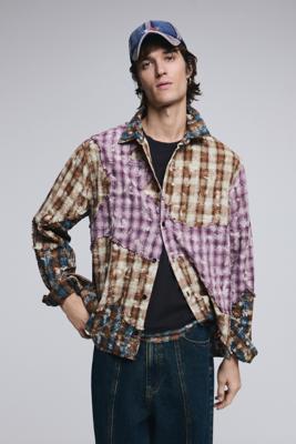 Overhemd met lange mouwen en patch-ruitjes - YELLOW - XL