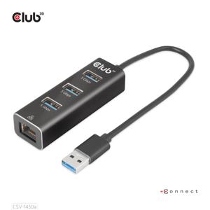 Club 3D USB-A 3.2 Gen1, 3-Ports Hub with Gigabit Ethernet dockingstation