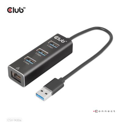 Club 3D USB-A 3.2 Gen1, 3-Ports Hub with Gigabit Ethernet dockingstation