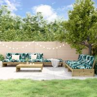 6-delige Loungeset met kussens geïmpregneerd grenenhout