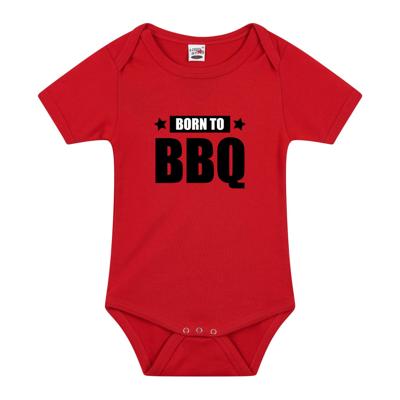 Born to BBQ tekst - Baby rompertje - rood - jongens en meisjes - Kraamcadeau - barbecue liefhebber