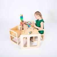 Montessori tafel om te spenen en set van 2 stoelen