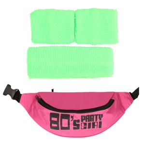 Foute 80s/90s party verkleed accessoire set - neon groen - jaren 80/90 thema feestje