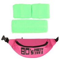 Foute 80s/90s party verkleed accessoire set - neon groen - jaren 80/90 thema feestje - thumbnail