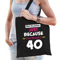 40 jaar verjaardag kado tasje - cadeau tasje - zwart - dames