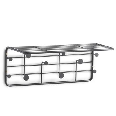 Zeller wandkapstok van metaal - zwart - 51 x 24 x 21 cm - Muur kapstok met haken en plateau